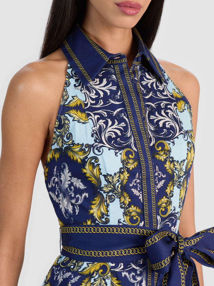 LUCY SLEEVELESS MINI SHIRT DRESS - ANTIQUE SCROLL image 1 - ALICE + OLIVIA