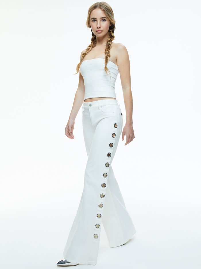 JENNY LOW RISE SIDE GROMMET JEAN - OFF WHITE image 4 - Alice And Olivia