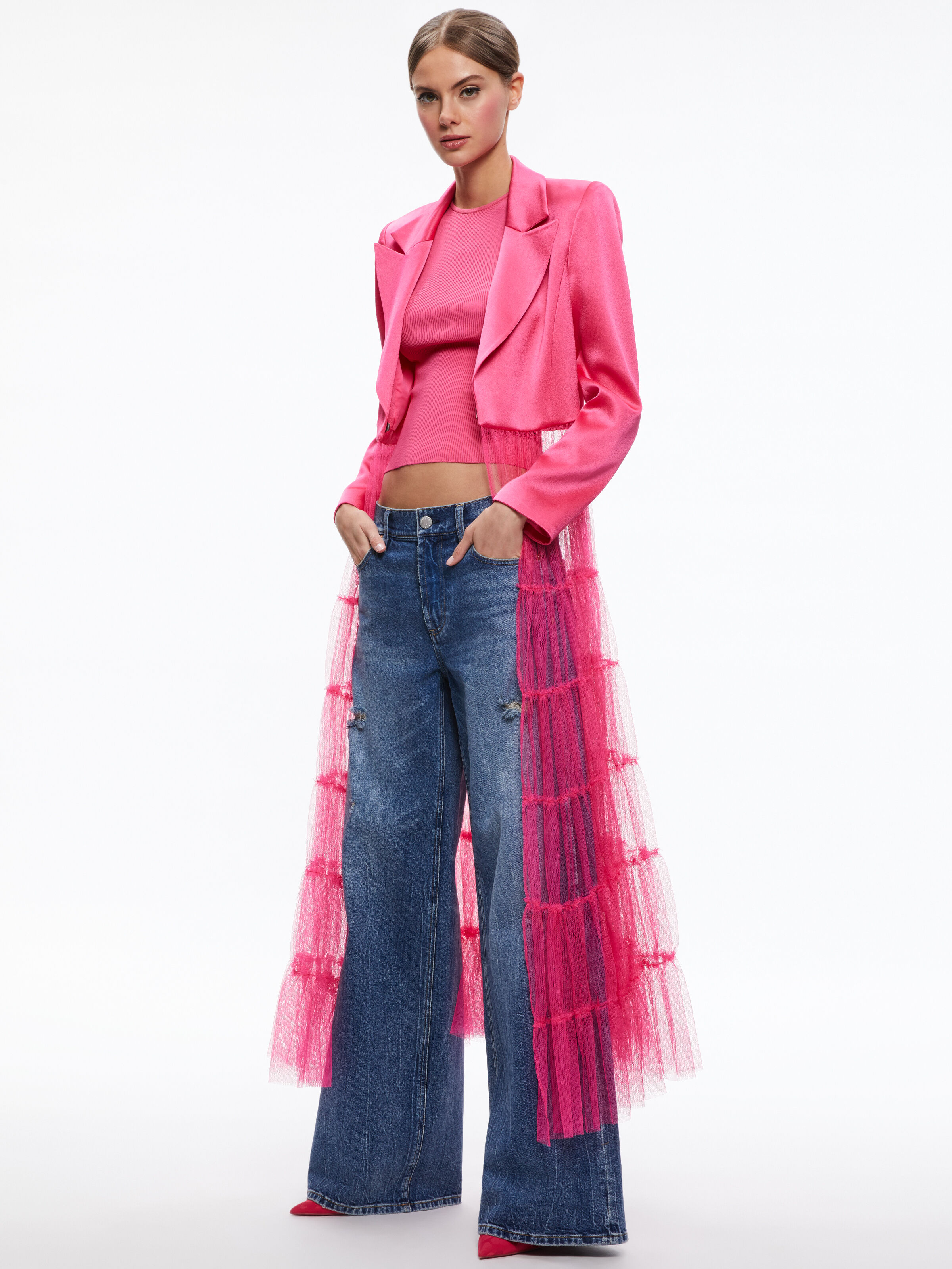 Everly Tulle Blazer In Candy Alice And Olivia