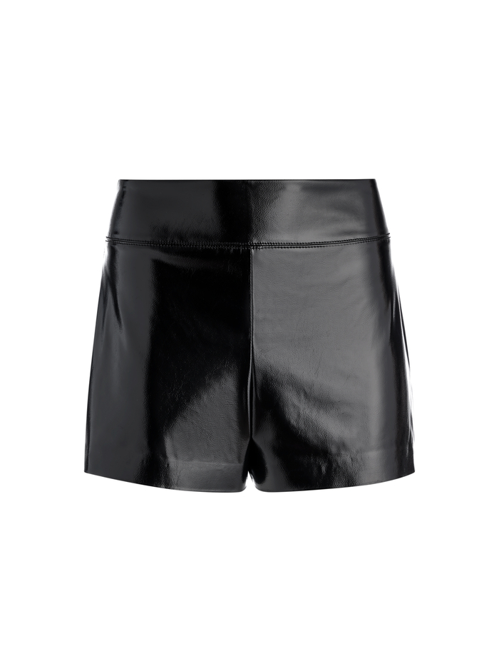 DONALD VEGAN LEATHER HIGH WAISTED SHORT - BLACK - Alice And Olivia