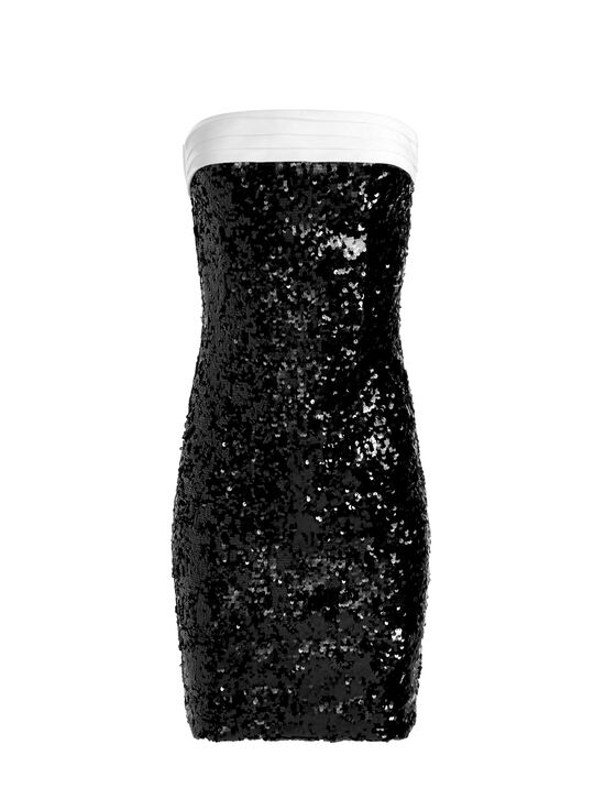 BLACK/OFF WHITE-SIBELLA BOW BACK DRESS