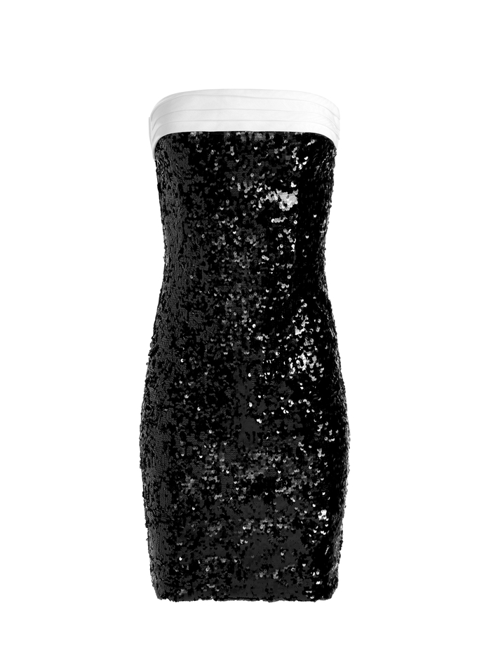 SIBELLA BOW BACK DRESS - BLACK/OFF WHITE image 5 - Alice And Olivia