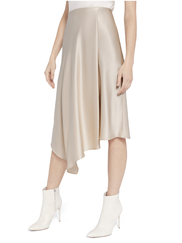 JAYLA DRAPE SLIP MIDI SKIRT - TAUPE - Alice And Olivia
