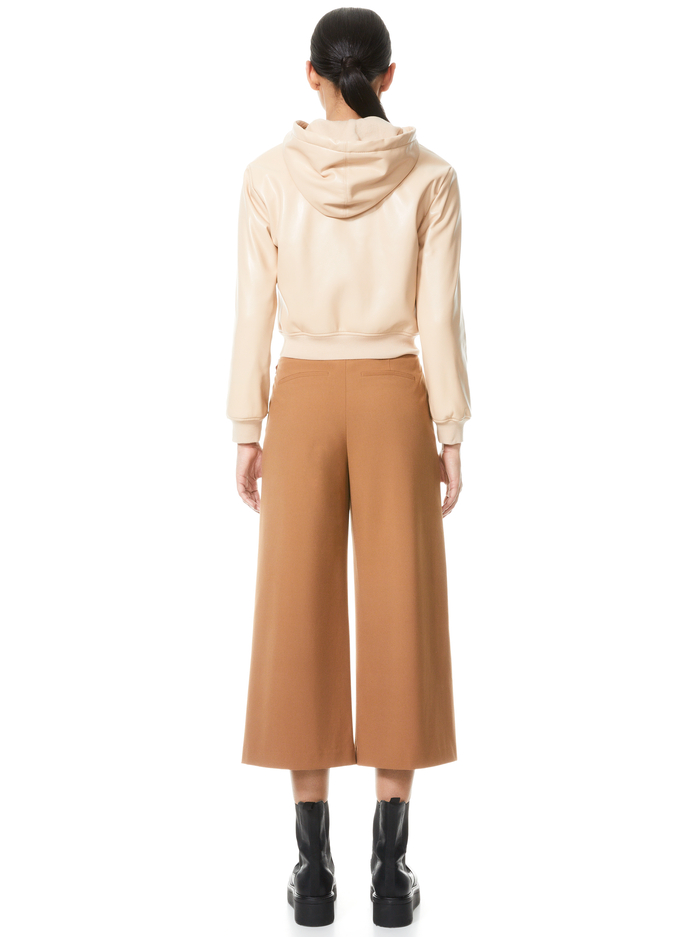 JANAE VEGAN LEATHER HOODIE - ALMOND image 1 - Alice And Olivia