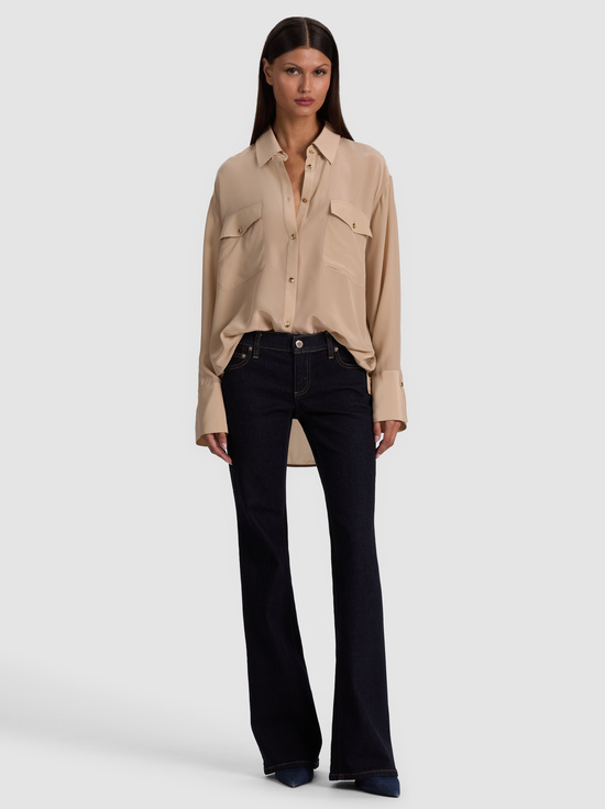 SAND-FINELY OVERSIZED SILK BUTTON DOWN