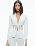 ALEXIA FITTED SHEER CORSET BLAZER - OFF WHITE