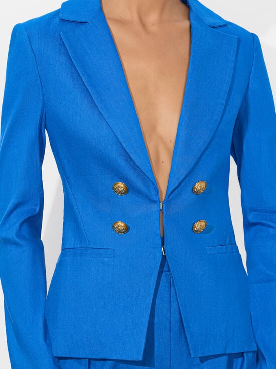 TRUE BLUE-MYA LINEN FITTED BLAZER