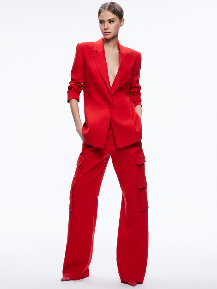 JOHANNA BOXY STRONG SHOULDER BLAZER + HAYES WIDE LEG CARGO PANT - 