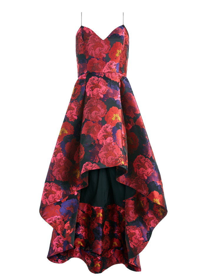 JOSS FLORAL HIGH LOW GOWN - BLACK/MULTI image 5 - Alice And Olivia