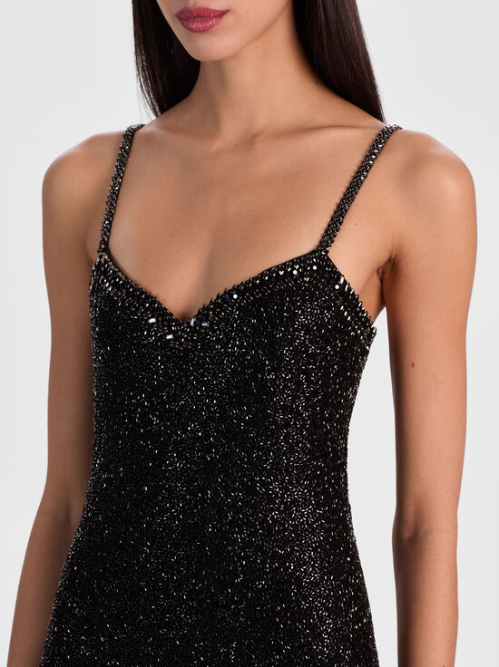 BLACK-NINA EMBELLISHED MAXI DRESS