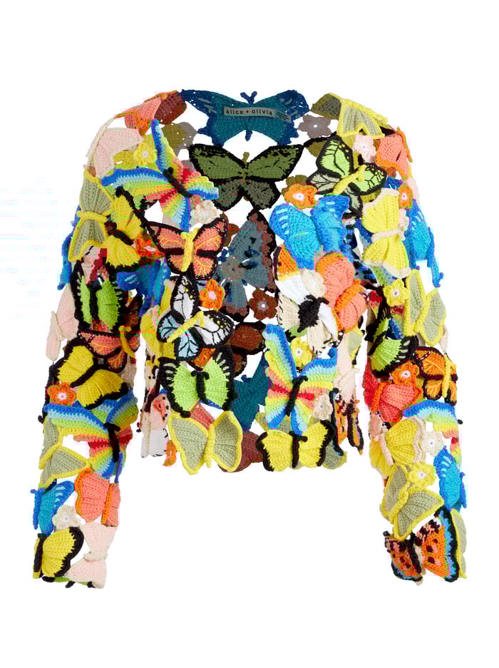 FAWN BUTTERFLY CROCHET CARDIGAN - MULTI image 5 - Alice And Olivia