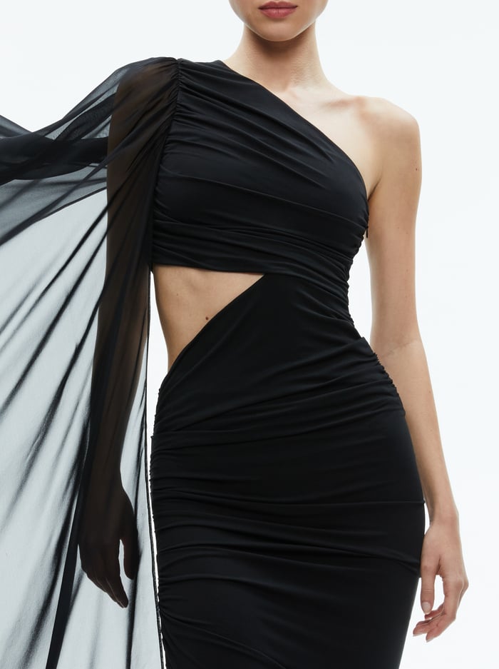 LOURDES ASYMMETRICAL CUTOUT MAXI DRESS - BLACK image 1 - Alice And Olivia