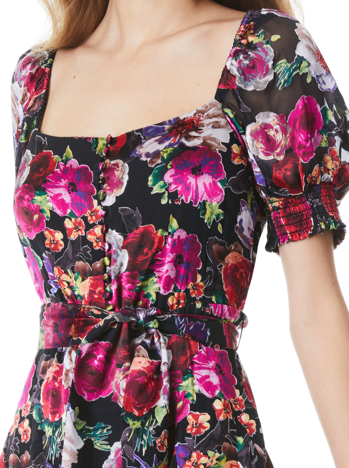 MINA PUFF SLEEVE MINI DRESS - MIDNIGHT ROSE image 3 - Alice And Olivia