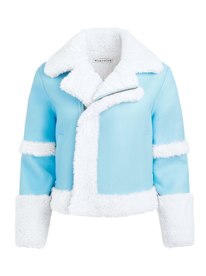 TENY VEGAN LEATHER CROPPED COAT - ICE/OFF WHITE image 5 - Alice And Olivia