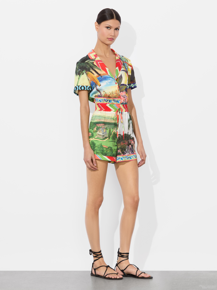 LEIGHTON PAJAMA ROMPER - ISLAND DREAMS MULTI image 4 - Alice And Olivia