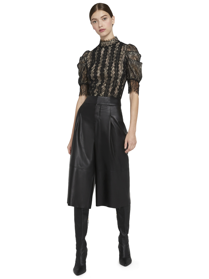BRENNA LACE PUFF SLEEVE CROP TOP - BLACK image 5 - Alice And Olivia