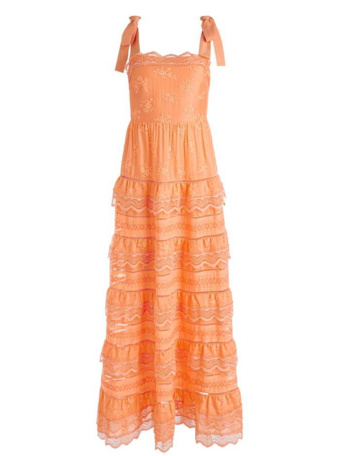 VEGA SLEEVELESS TIERED MAXI DRESS - CORAL image 5 - Alice And Olivia