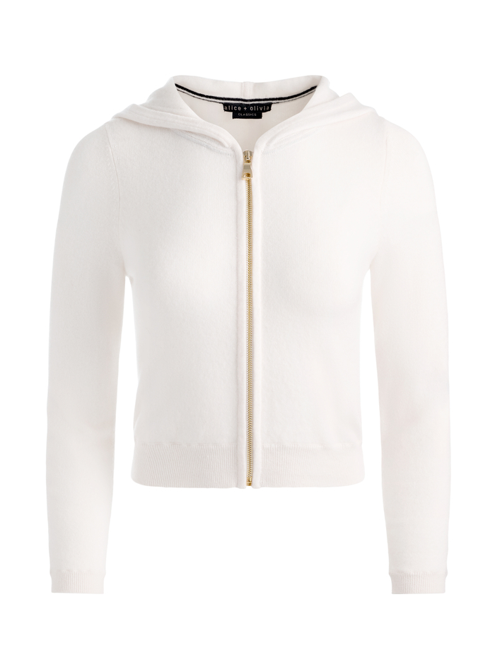 DOLLIE CARDIGAN ZIP HOODIE - ECRU image 5 - ALICE + OLIVIA
