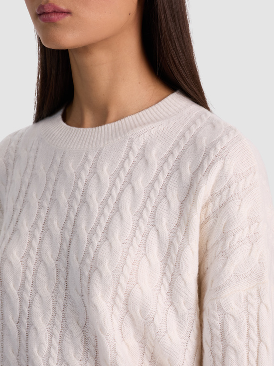 ECRU-CECILIE CASHMERE CABLEKNIT PULLOVER