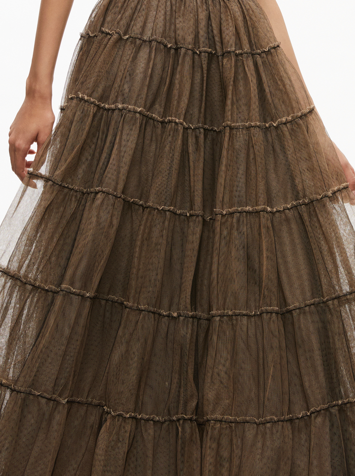 DARCY TULLE STUDDED MAXI SKIRT - BLACK/ALMOND image 1 - Alice And Olivia