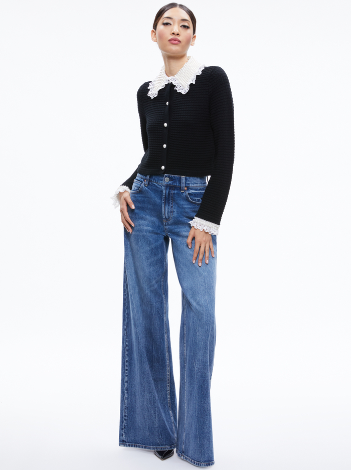 NOELLA EMBELLISHED COLLARED CARDIGAN - BLACK image 2 - Alice And Olivia