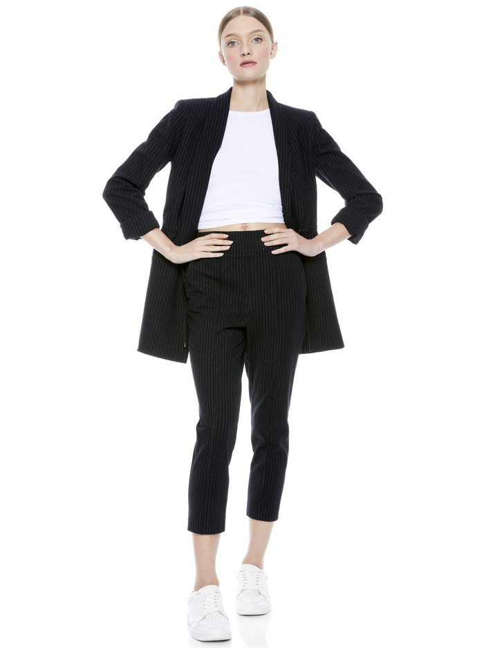 TOKYO PINSTRIPE JOGGER - BLACK/WHITE image 2 - ALICE + OLIVIA