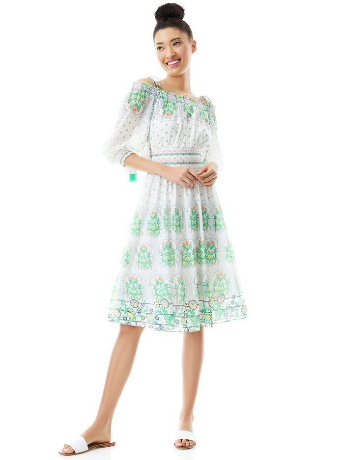 Cade Off The Shoulder Midi Dress Alice And Olivia