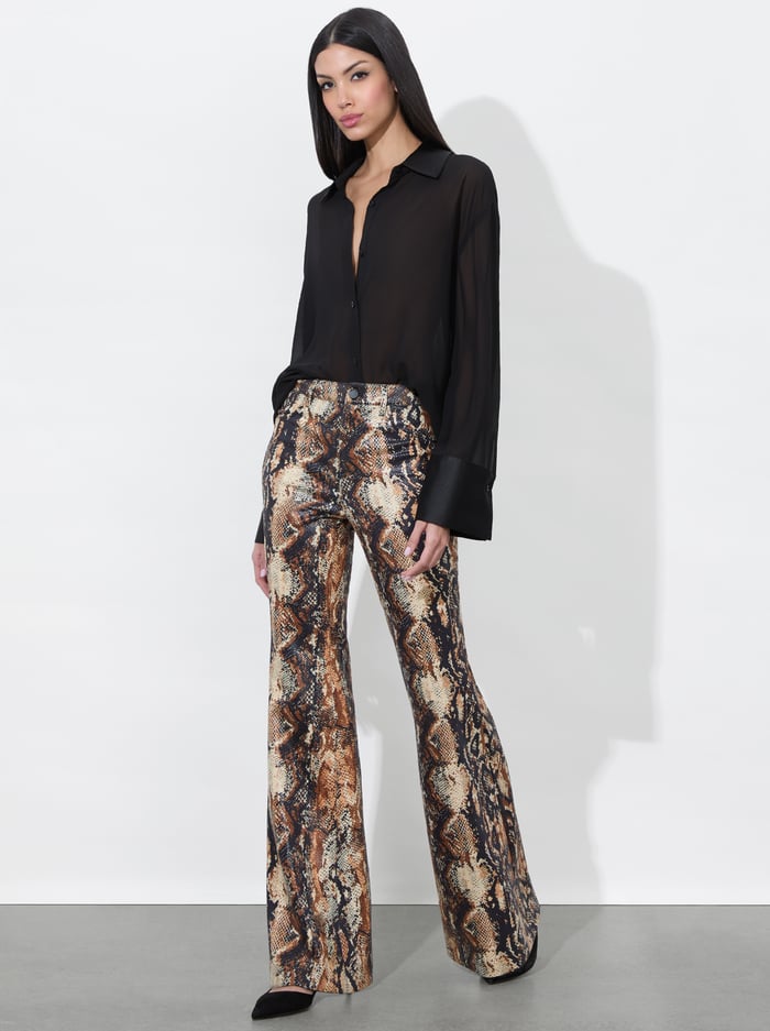 CRISTENA VEGAN SNAKE PANT - CAMEL/BLACK SNAKE image 4 - Alice And Olivia