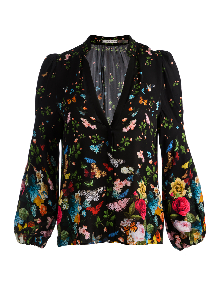 HELEN BLOUSE - SOLAR STRENGTH BLACK image 6 - ALICE + OLIVIA