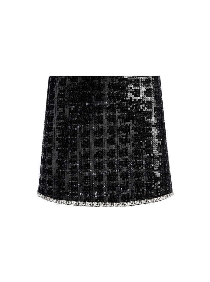 RUBI SEQUIN TWEED MINI SKIRT - BLACK image 5 - Alice And Olivia