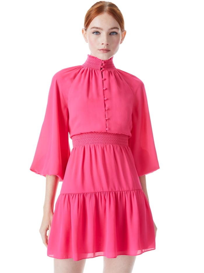 LAVINIA BLOUSON SLEEVE MINI DRESS - WILD PINK image 2 - Alice And Olivia