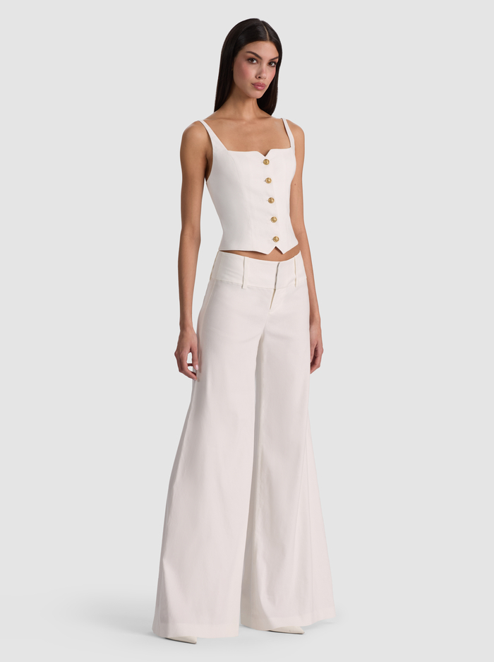 OLIVIA WIDE LEG LINEN PANT - OFF WHITE image 4 - ALICE + OLIVIA