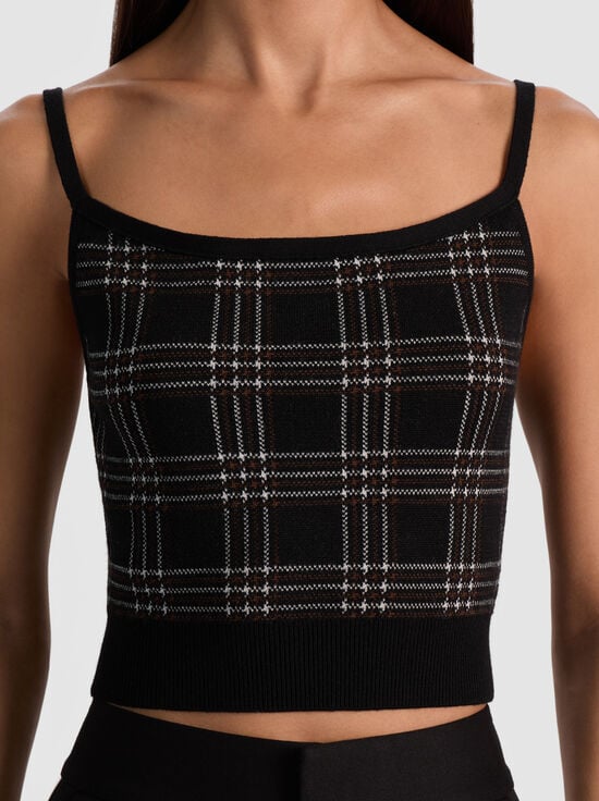 BLACK MULTI-MAUDE PLAID BRALETTE