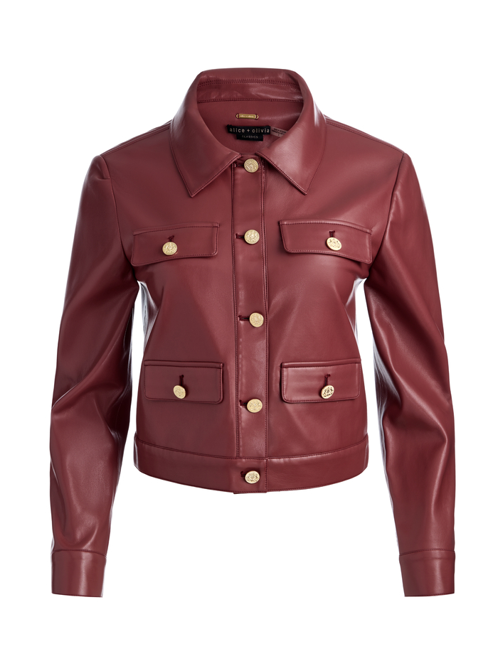 ALEX VEGAN CROPPED JACKET - COGNAC image 5 - ALICE + OLIVIA