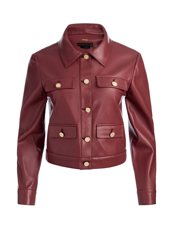 COGNAC-ALEX VEGAN CROPPED JACKET