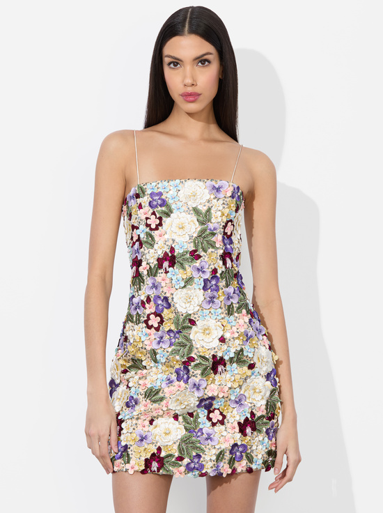 CHAMPAGNE/MULTI-VELIA MINI DRESS