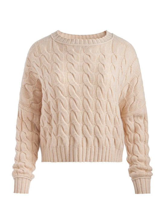 OATMEAL HEATHER-CECILIE CABLEKNIT PULLOVER