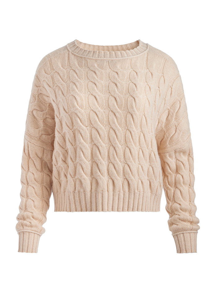CECILIE CASHMERE CABLEKNIT PULLOVER - OATMEAL HEATHER image 5 - Alice And Olivia