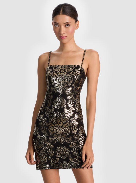 MOONLIT ROCOCO BLACK-FIFI MINI DRESS