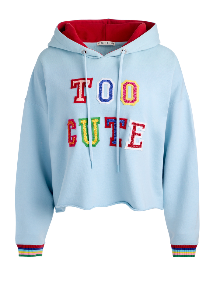 SUNNY CROPPED HOODIE - CAROLINA BLUE MULTI image 5 - ALICE + OLIVIA