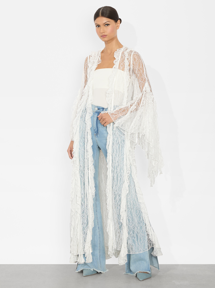 CHER RUFFLE MAXI ROBE - OFF WHITE - Alice And Olivia