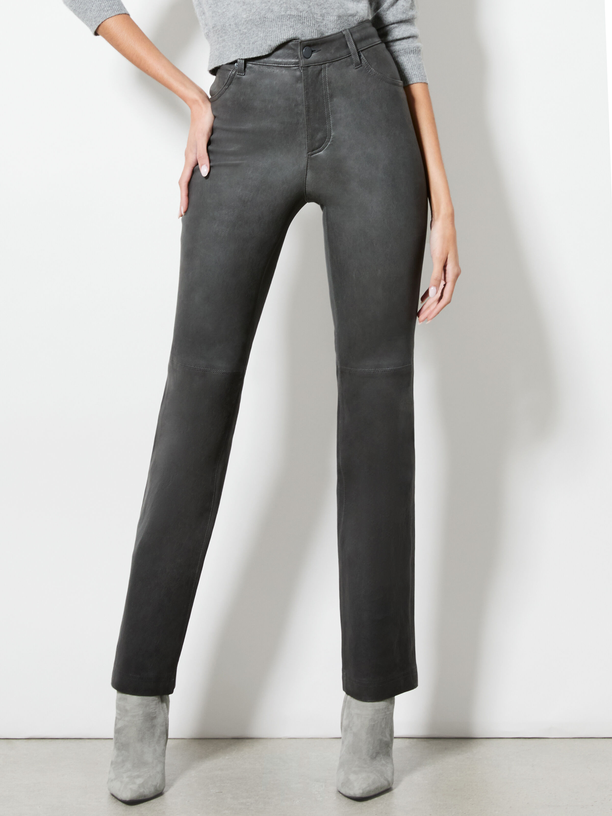 Amazing Leather Pant In Charcoal Alice Olivia