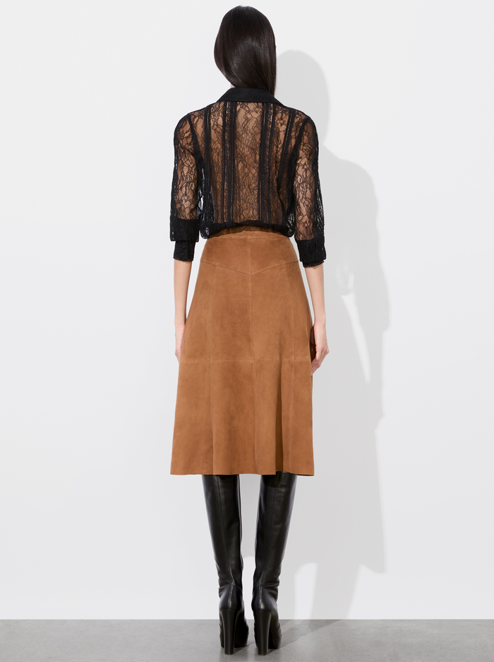 CALICA SUEDE MIDI SKIRT - CAMEL image 2 - Alice And Olivia