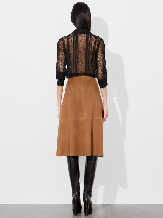 CAMEL-CALICA SUEDE MIDI SKIRT