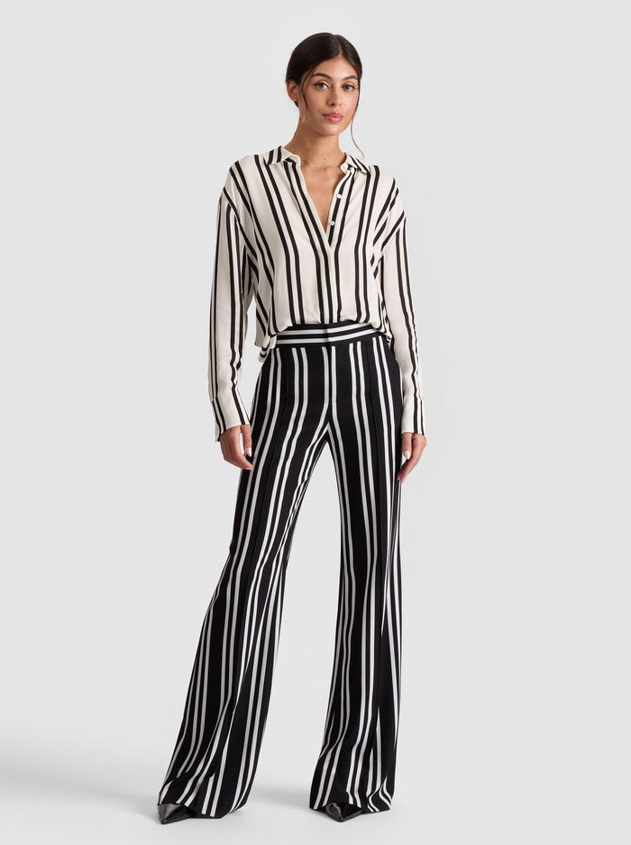 DIMITRA BUTTON DOWN - PADDLEBOARD STRIPE ECRU/BLACK image 1 - Alice And Olivia