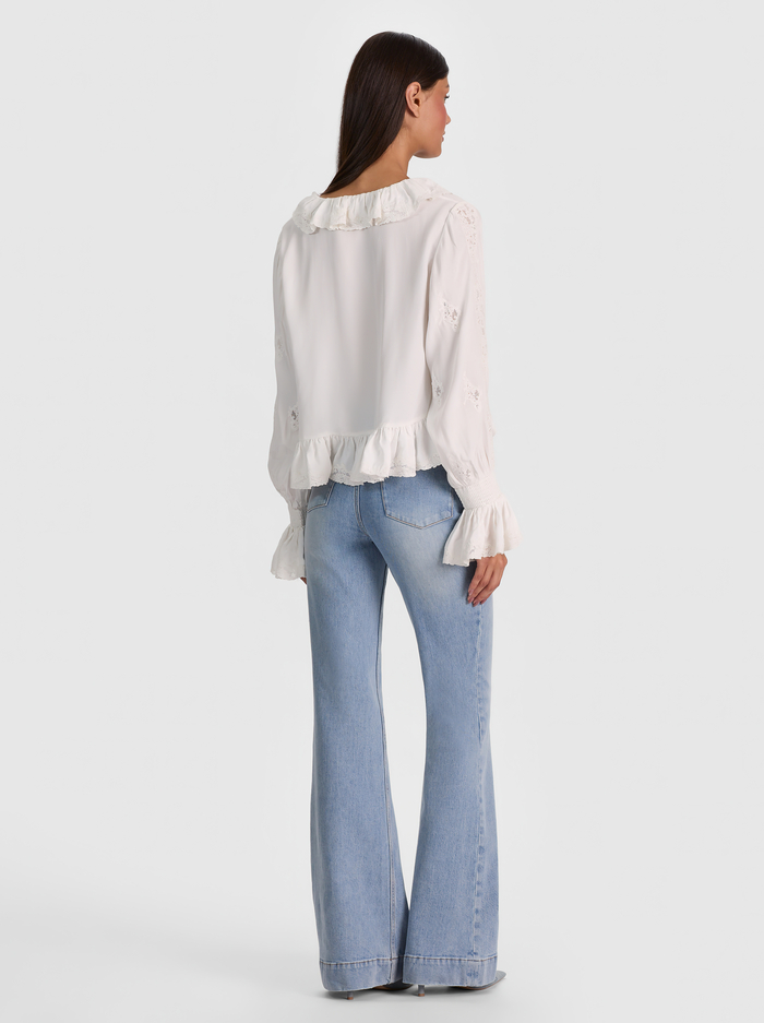 SKYE RUFFLED BLOUSE - OFF WHITE image 2 - ALICE + OLIVIA
