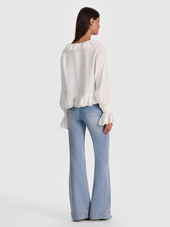 OFF WHITE-SKYE RUFFLED BLOUSE
