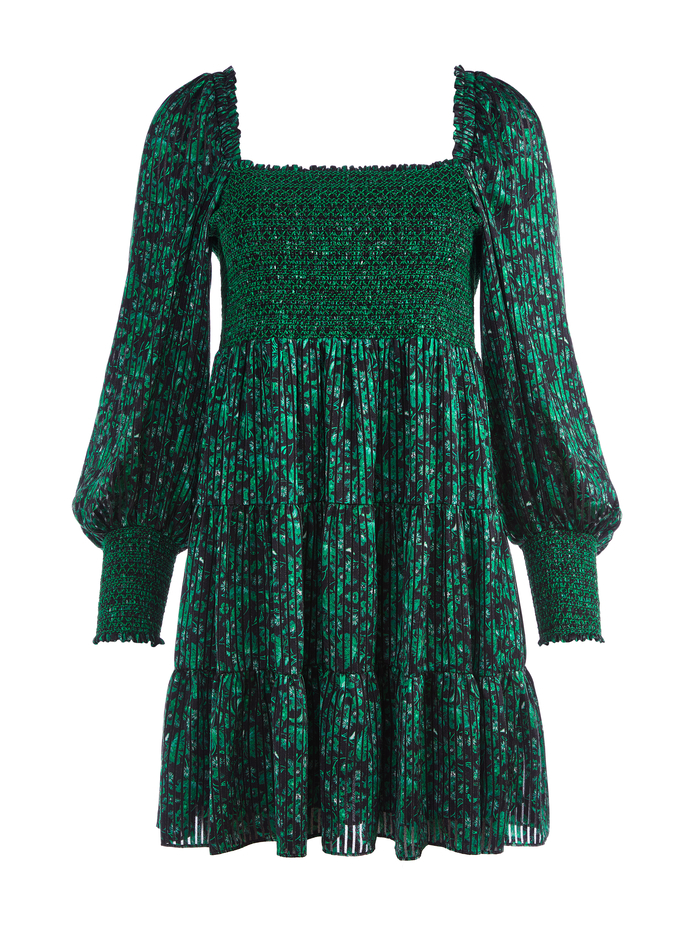 ROWEN TIERED MINI DRESS - MAKING PLANS DARK EMERALD image 5 - Alice And Olivia