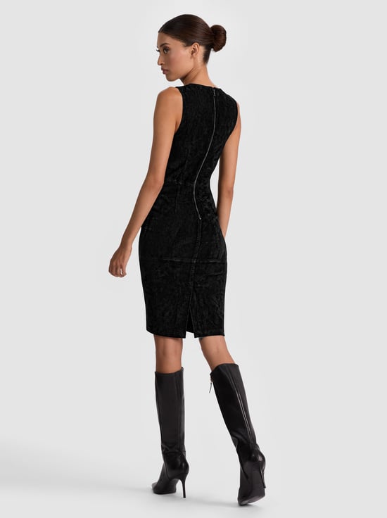 BLACK-DELORA SUEDE MIDI DRESS