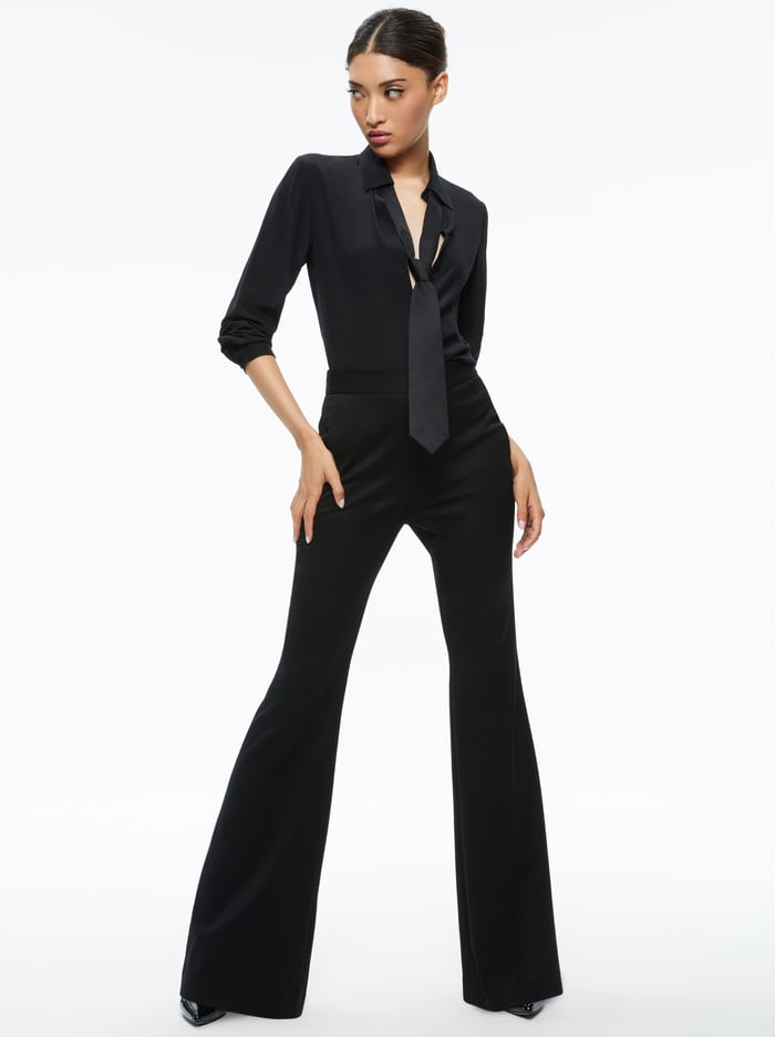 WILLA SILK BLOUSE - BLACK/BLACK image 4 - Alice And Olivia